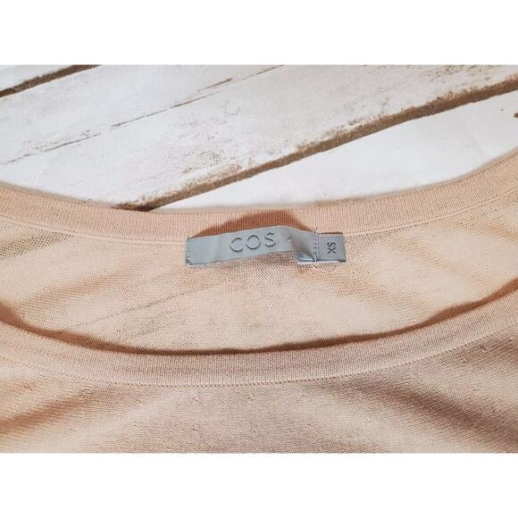 COS Womens Xs Top Minimalist Colorblock Neutral Art 100% Cotton Dolman Swing - Picture 2 of 8